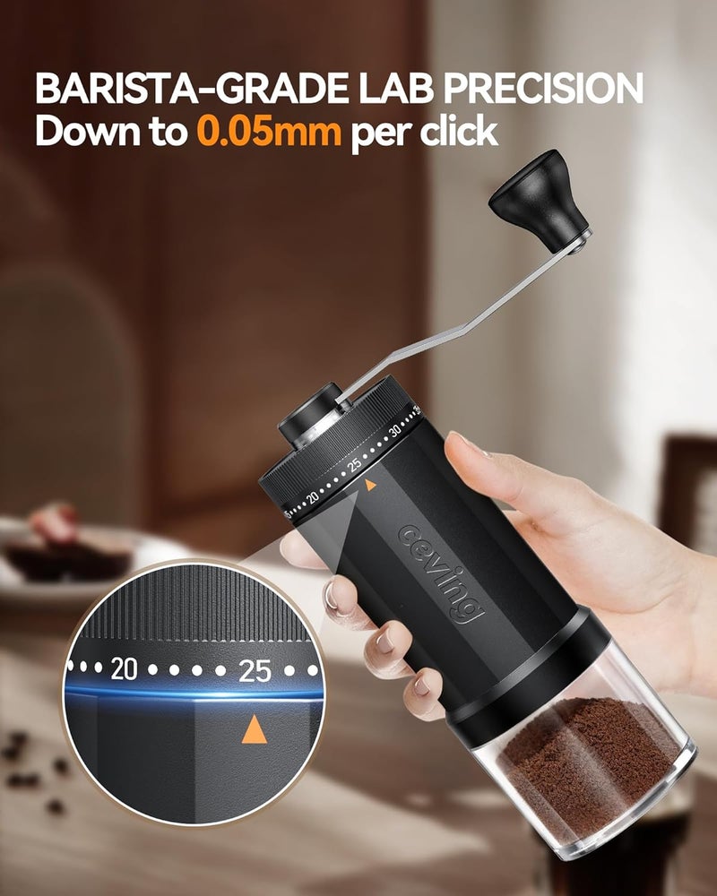 EZVING World's First 60g Large Capacity Manual Coffee Grinder, Portable Hand Coffee Bean Mill with 40 Adjustable Settings, Ceramic Conical Burr Grinder for Espresso, Pour Over, Camping, Travel, Gift, etc - Image 3
